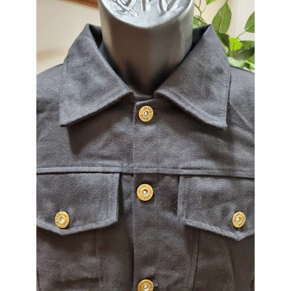 Men's Black Denim Cotton Long Sleeve Buttons Front Casual jeans Jacket Size M - Picture 2 of 9